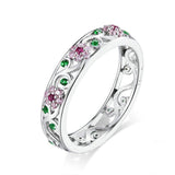 Anel flor adornado com pedras preciosas 51,9 mm