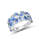 Anel flor azul prata 51,5 mm