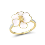 Anel flor branca 51 mm