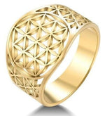 Anel flor da vida dourado