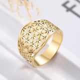 Anel flor da vida dourado