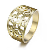 Anel flor da vida mulher 54,5 mm / ouro amarelo