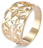 Anel flor da vida mulher 54,5 mm / strass em ouro rosa