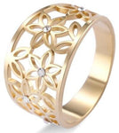 Anel flor da vida mulher 54,5 mm / strass em ouro rosa