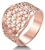 Anel flor da vida ouro rosa 53,4 mm