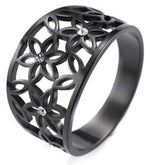 Anel flor da vida preto 54,5 cm