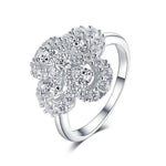 Anel flor ouro branco diamantes 46,5 mm