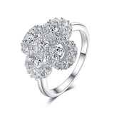 Anel flor ouro branco diamantes 46,5 mm