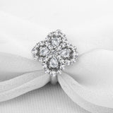 Anel flor ouro branco diamantes