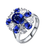Anel flor pedra azul 51,9 mm