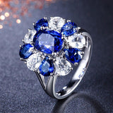 Anel flor pedra azul