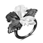 Anel flor preta e branca 51,9 mm