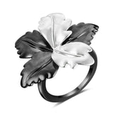 Anel flor preta e branca 51,9 mm