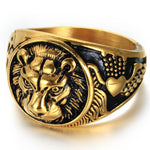 Anel leão dourado 54,5 mm