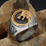 Anel lobo viking dourado 9 (59,5 mm)