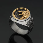 Anel lobo viking dourado