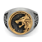 Anel lobo viking dourado
