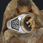 Anel lobo viking dourado