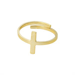 Anel minimalista cruz ouro