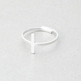 Anel minimalista cruz prata