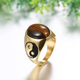 Anel olho de tigre yin yang