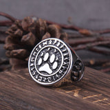 Anel pata de lobo gravada com runas 7 (54,4 mm)