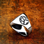 Anel pata de lobo gravada com runas