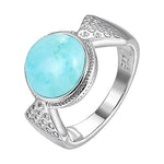 Anel pedra de larimar azul