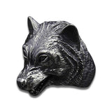 Anel prateado cabeça de lobo anel aberto