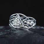 Anel prateado valknut 5 (49,32 mm)