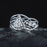 Anel prateado valknut 5 (49,32 mm)