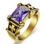 Anel religioso com cruz 54 mm / ouro-púrpura