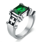 Anel religioso com cruz 54 mm / verde prateado