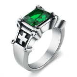 Anel religioso com cruz 54 mm / verde prateado