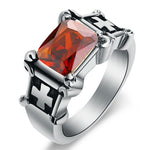 Anel religioso com cruz 54 mm / vermelho-prateado