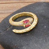 Anel serpente diamante rosa título por defeito