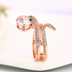 Anel serpente ouro rosa diamante