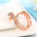 Anel serpente ouro rosa diamante