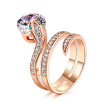 Anel serpente ouro rosa diamante