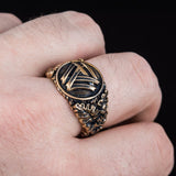 Anel símbolo valknut de bronze 5 (49,32 mm)