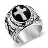 Anel sinete cruz aço 7 (54,4 mm) / prata