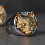Anel sinete dourado fenrir 7 (54,4 mm)