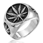 Anel sinete folha de cannabis