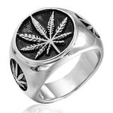 Anel sinete folha de cannabis