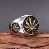 Anel sinete folha de cannabis