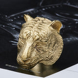Anel sinete tigre 7 (54 mm) / ouro