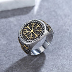 Anel sinete vegvisir aço 7 (54,4 mm) / dourado