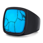 Anel turquesa aço preto