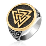 Anel valknut masculino em aço 7 (54,4 mm) / dourado