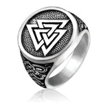 Anel valknut masculino em aço 7 (54,4 mm) / prata